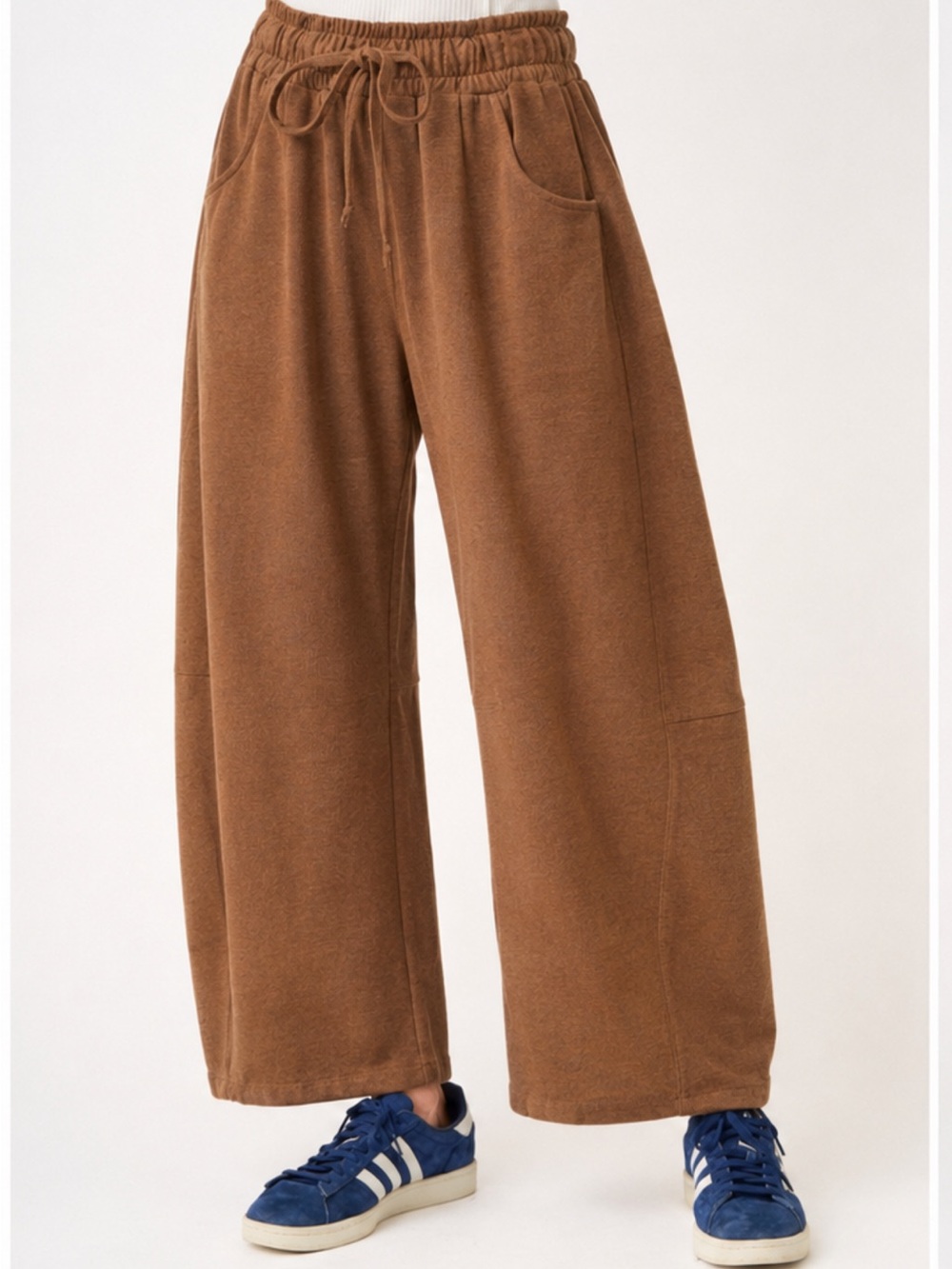 Wide Leg Drawstring Pants in Brown